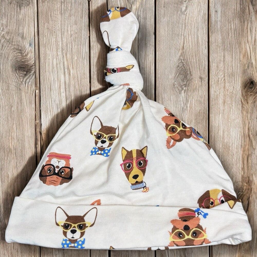 Milkberry Tie Knot Bamboo Rayon Dog With Glasses  Hat Newborn One Size